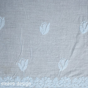 Blue Hand Embroidery Mul Cotton Chikankari Kurta Material