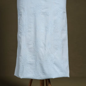 Blue Hand Embroidery Mul Cotton Chikankari Kurta Material