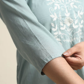  Plain Dyed Hand Embroidery Cotton Long Kurta Online at iTokri.com