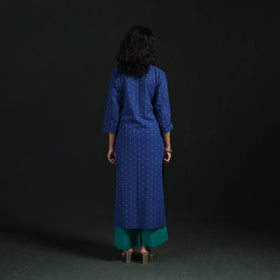 Hand embroidery straight cotton jacquard kurta for women 08