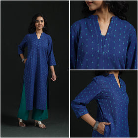 Hand embroidery straight cotton jacquard kurta for women 08