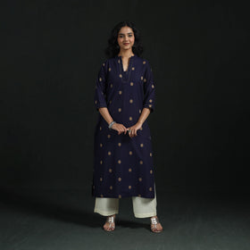 Hand embroidery straight cotton jacquard kurta for women 10