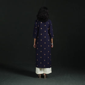 Hand embroidery straight cotton jacquard kurta for women 10