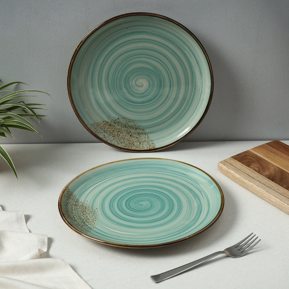  Hand Glazed Ceramic Blue Plates 