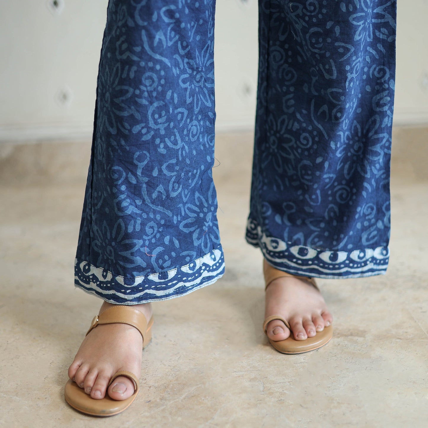 Buy Indigo Bagru Hand Block Print Kurta, Palazzo & Dupatta Set 