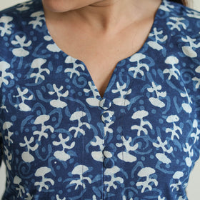 Buy Indigo Bagru Hand Block Print Kurta, Palazzo & Dupatta Set 