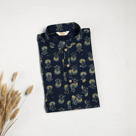 Hand natural dyed cotton short kurta for men 10