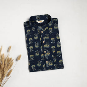 Hand natural dyed cotton short kurta for men 10