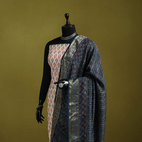 Hand natural dyed dola silk zari border dupatta