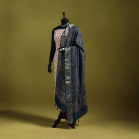 Hand natural dyed dola silk zari border dupatta