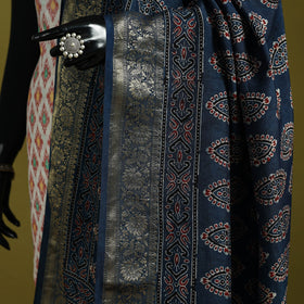 Hand natural dyed dola silk zari border dupatta