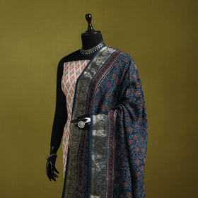 Hand natural dyed dola silk zari border dupatta