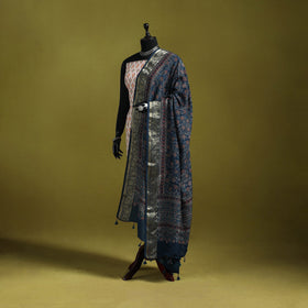 Hand natural dyed dola silk zari border dupatta