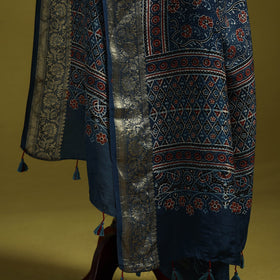 Hand natural dyed dola silk zari border dupatta