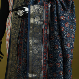 Hand natural dyed dola silk zari border dupatta