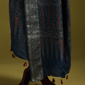 Hand natural dyed dola silk zari border dupatta