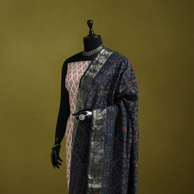 Hand natural dyed dola silk zari border dupatta