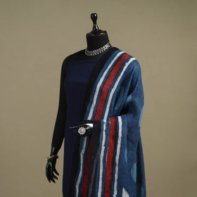 Hand natural dyed linen dupatta with tassels 12