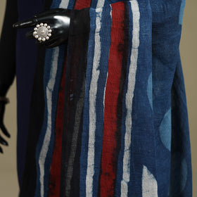 Hand natural dyed linen dupatta with tassels 12