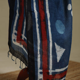 Hand natural dyed linen dupatta with tassels 12