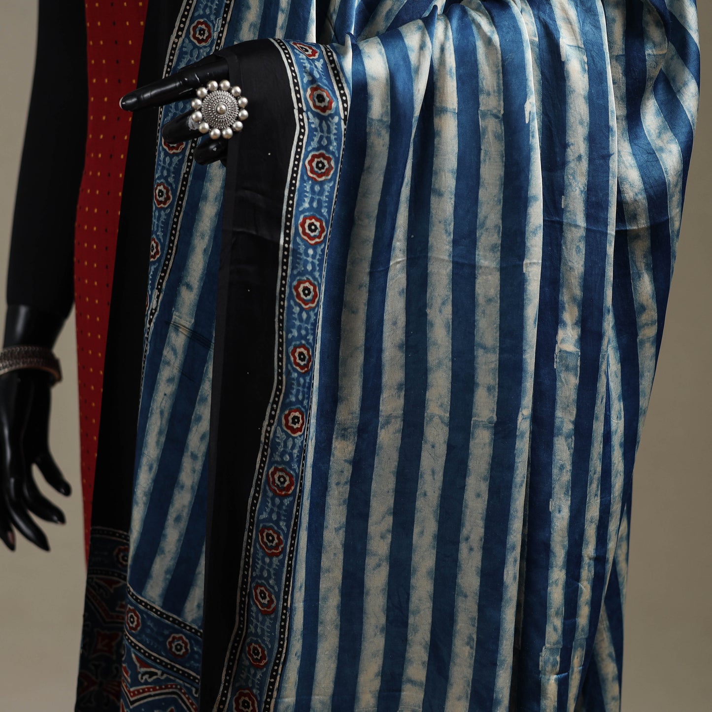 Hand natural dyed modal silk dupatta with tassels 21