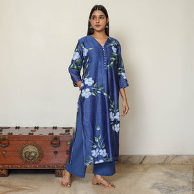 Buy Hand Painted Chanderi Silk Kurta with Palazzo & Dupatta Set 05 Online at iTokri.com