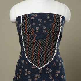 Buy Blue Hand Block Print Patchwork Cotton Kurta Material