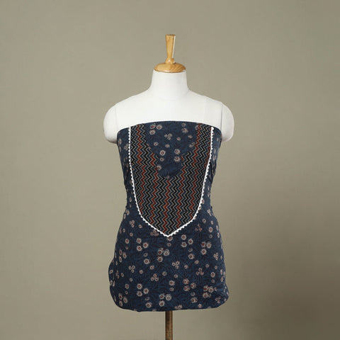 Buy Blue Hand Block Print Patchwork Cotton Kurta Material