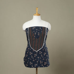 Buy Blue Hand Block Print Patchwork Cotton Kurta Material