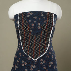 Buy Blue Hand Block Print Patchwork Cotton Kurta Material