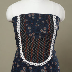  Blue Hand Block Print Patchwork Cotton Kurta Material