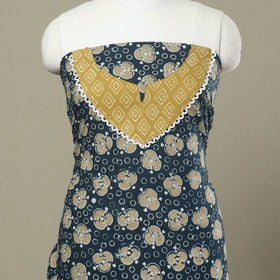  Blue Hand Block Print Patchwork Cotton Kurta Material