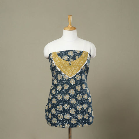  Blue Hand Block Print Patchwork Cotton Kurta Material