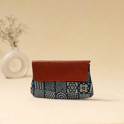 Hand clutch with embossed leather flap 11 - handcrafted