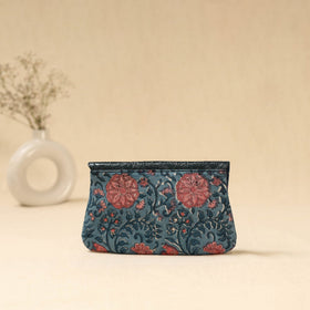 Hand clutch with embossed leather flap 27 - handcrafted