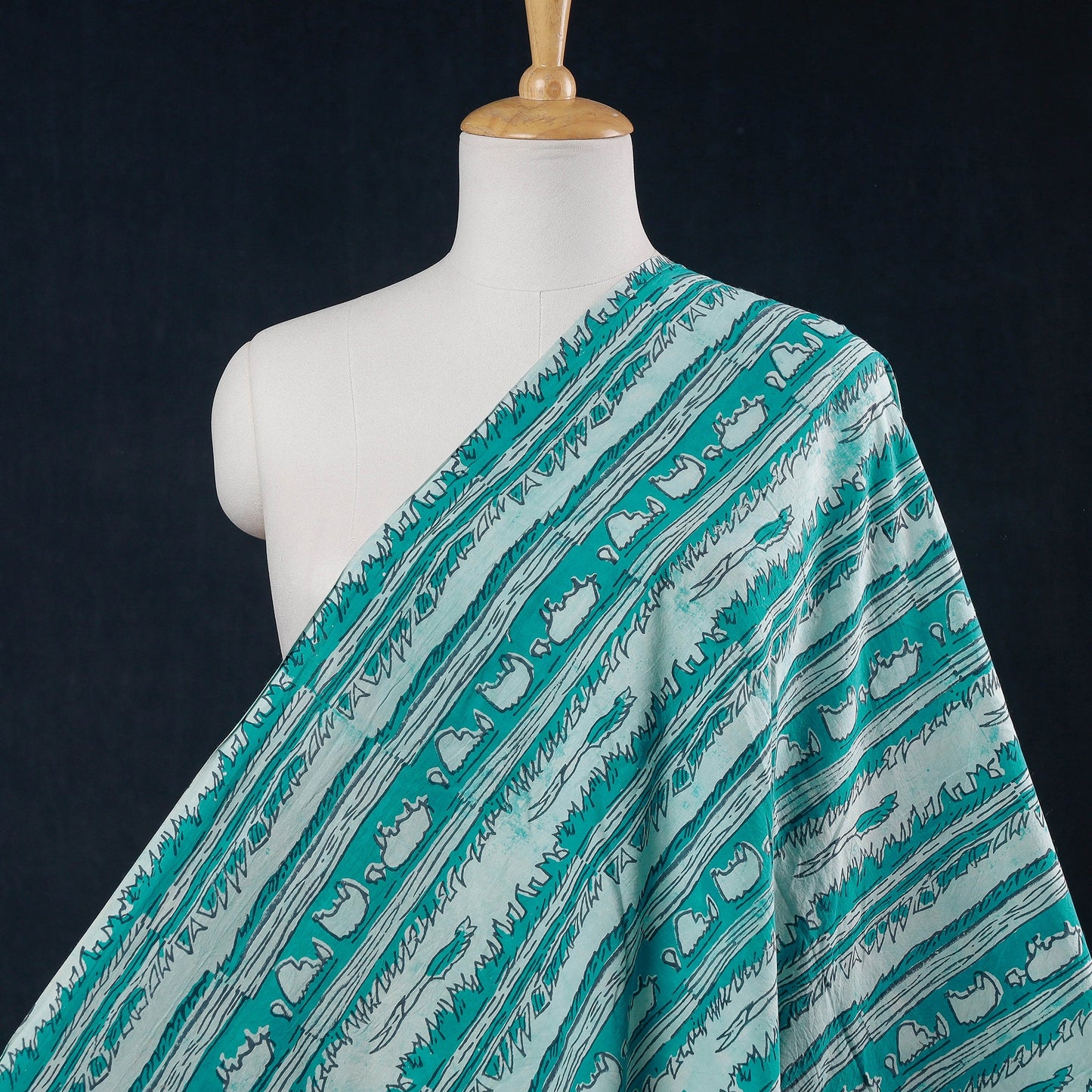  Hand Block Printed Cotton Akola Fabric