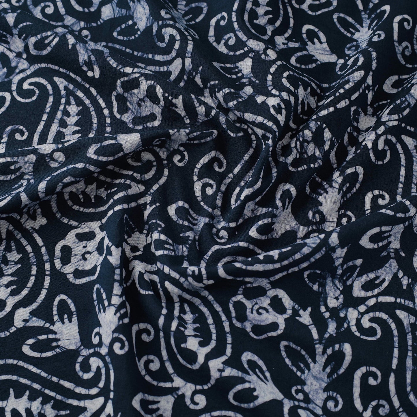  Blue Hand Printed Cotton Batik Fabric