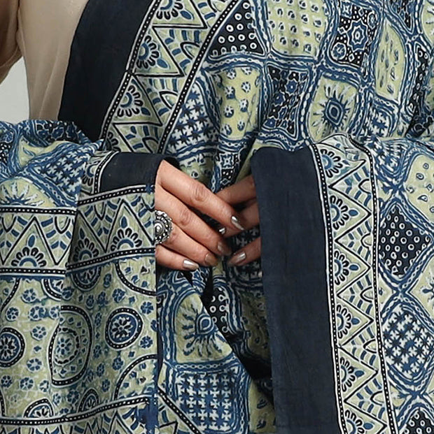 Buy Blue Hand Block Printed Cotton Ajrakh Dupatta Online