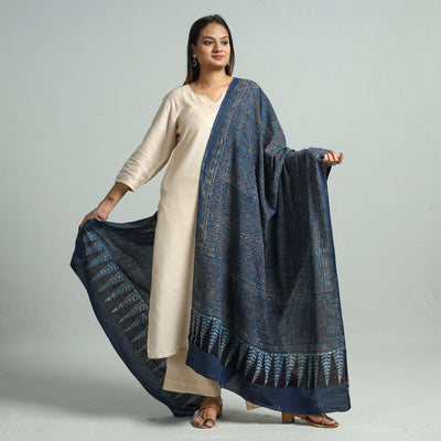 Buy Hand Block Printed Cotton Ajrakh Dupatta 