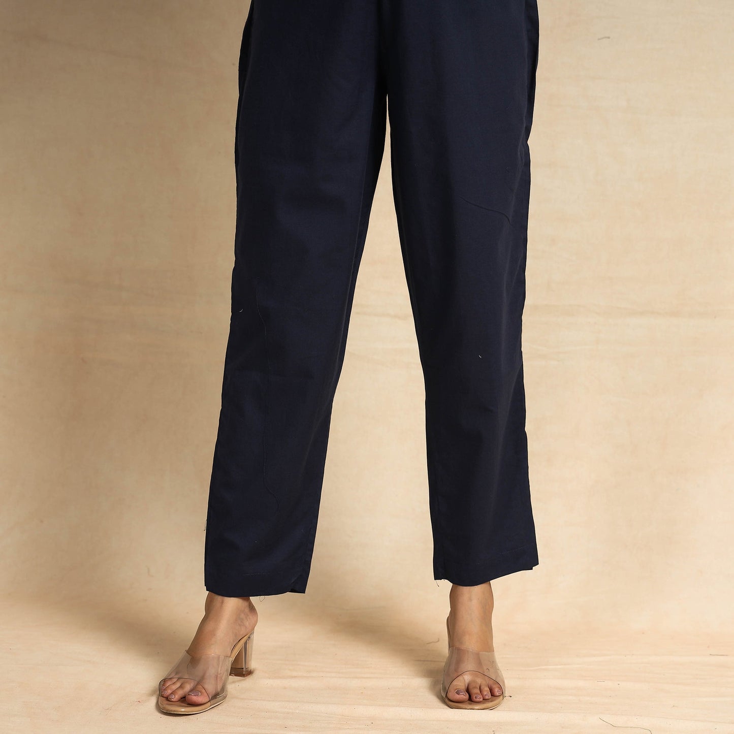 Blue Hand Block Printed Cotton Kaftan & Pyjama Night Suit Set 