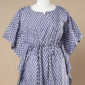  Hand Block Printed Cotton Kaftan with Tie-Up Waist 