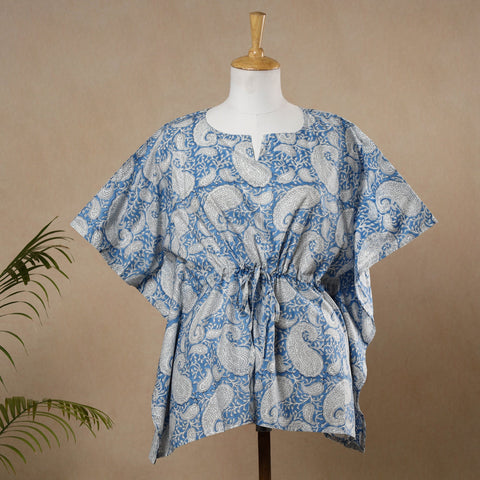  Hand Block Printed Cotton Kaftan with Tie-Up Waist 