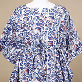  Hand Block Printed Cotton Kaftan with Tie-Up Waist 