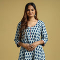  Indigo Hand Block Printed Cotton Long Kurta 