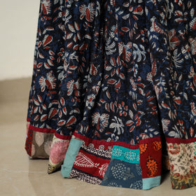  Blue Block Printed Cotton Bagru Skirt 