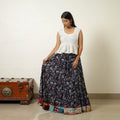  Blue Block Printed Cotton Bagru Skirt 