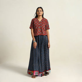  Cotton Ajrakh Print Long Skirt 