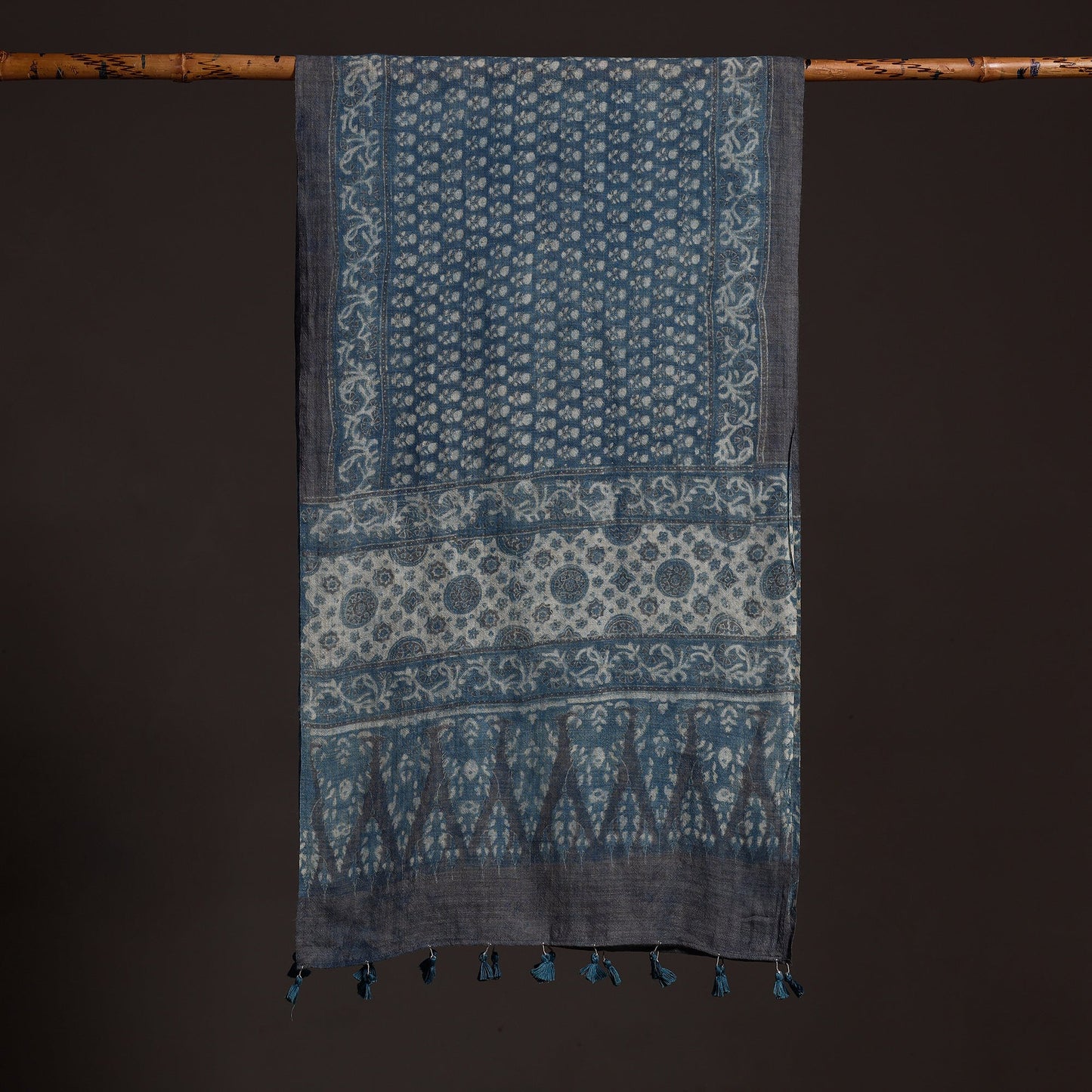  Ajrakh Hand Block Printed Pure Woolen Stole 