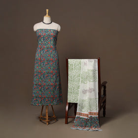 Hand sanganeri cotton 3pc unstitched dress material 11