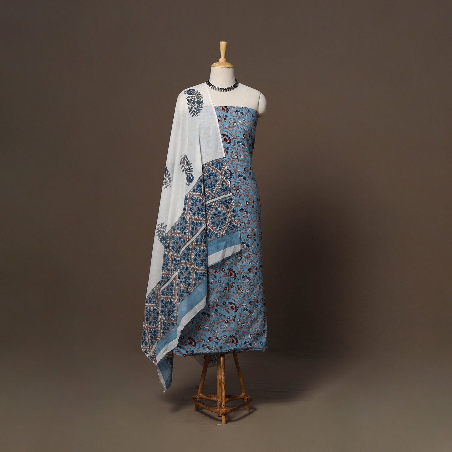 Hand sanganeri cotton 3pc unstitched dress material 21